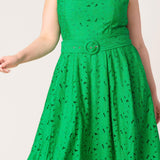 DAFFODILS & DAYDREAMS WOVEN LACE MIDI DRESS