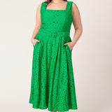 DAFFODILS & DAYDREAMS WOVEN LACE MIDI DRESS