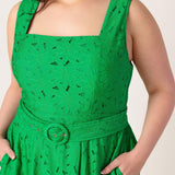 DAFFODILS & DAYDREAMS WOVEN LACE MIDI DRESS