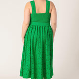 DAFFODILS & DAYDREAMS WOVEN LACE MIDI DRESS