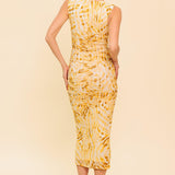 SWEET AS EVER POWER MESH BODYCON MIDI DRESS