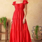 GET WITH IT WOVEN MIDI DRESS
