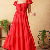 GET WITH IT WOVEN MIDI DRESS