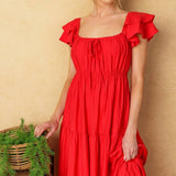 GET WITH IT WOVEN MIDI DRESS