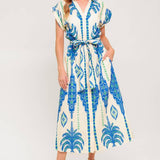 SOFTLY SPOKEN BLUE WOVEN MIDI DRESS