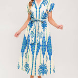 SOFTLY SPOKEN BLUE WOVEN MIDI DRESS