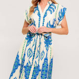 SOFTLY SPOKEN BLUE WOVEN MIDI DRESS