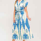 SOFTLY SPOKEN BLUE WOVEN MIDI DRESS