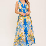 SOFT MEADOW BLUE WOVEN MIDI DRESS