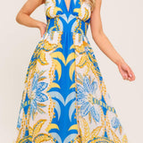 SOFT MEADOW BLUE WOVEN MIDI DRESS