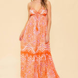 ROMANCE LANGUAGE CORAL WOVEN MAXI DRESS