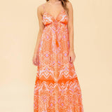 ROMANCE LANGUAGE CORAL WOVEN MAXI DRESS