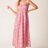 THE EVETTE PINK WOVEN MIDI DRESS