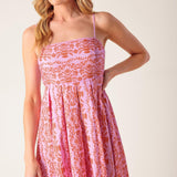 THE EVETTE PINK WOVEN MIDI DRESS