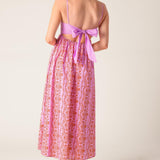 THE EVETTE PINK WOVEN MIDI DRESS