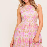 UNDER THE SUN PINK WOVEN MIDI DRESS