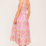 UNDER THE SUN PINK WOVEN MIDI DRESS