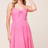 LET THE LIGHT PINK WOVEN MIDI DRESS
