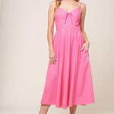 LET THE LIGHT PINK WOVEN MIDI DRESS