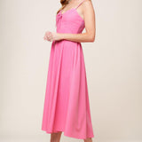 LET THE LIGHT PINK WOVEN MIDI DRESS