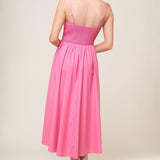 LET THE LIGHT PINK WOVEN MIDI DRESS