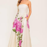 CAUGHT IN THE BREEZE FLORAL WOVEN MAXI DRESS