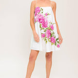 GARDEN WHISPERS PINK FLORAL WOVEN MINI DRESS
