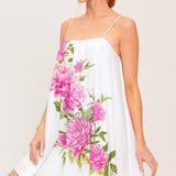 GARDEN WHISPERS PINK FLORAL WOVEN MINI DRESS