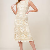 PRETTIEST ENERGY CREAM LACE MIDI DRESS