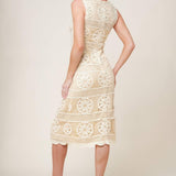 PRETTIEST ENERGY CREAM LACE MIDI DRESS