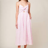 ALONG THE SHORE PINK WOVEN MIDI DRESS