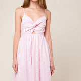 ALONG THE SHORE PINK WOVEN MIDI DRESS