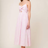 ALONG THE SHORE PINK WOVEN MIDI DRESS
