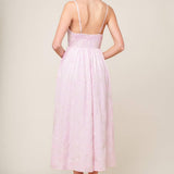 ALONG THE SHORE PINK WOVEN MIDI DRESS