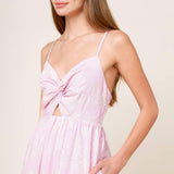 ALONG THE SHORE PINK WOVEN MIDI DRESS
