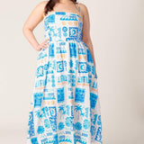 FLOWER GIRL BLUE WOVEN MIDI DRESS