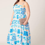 FLOWER GIRL BLUE WOVEN MIDI DRESS