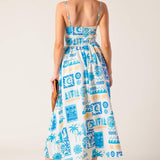 FLOWER GIRL BLUE WOVEN MIDI DRESS