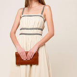 TERRIFIC TIMING CREAM WOVEN MIDI DRESS