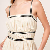 TERRIFIC TIMING CREAM WOVEN MIDI DRESS