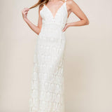 LOVING MENTALITY WHITE WOVEN LACE MIDI DRESS