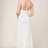 LOVING MENTALITY WHITE WOVEN LACE MIDI DRESS