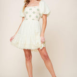 LOLA GRASS CREAM WOVEN MINI DRESS
