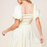 LOLA GRASS CREAM WOVEN MINI DRESS