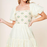 LOLA GRASS CREAM WOVEN MINI DRESS