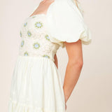 LOLA GRASS CREAM WOVEN MINI DRESS