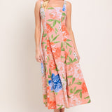 PEACH PETAL WOVEN MIDI DRESS