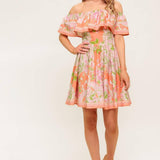 WHISPERING CORAL WOVEN MINI DRESS