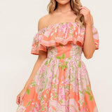 WHISPERING CORAL WOVEN MINI DRESS