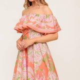WHISPERING CORAL WOVEN MINI DRESS